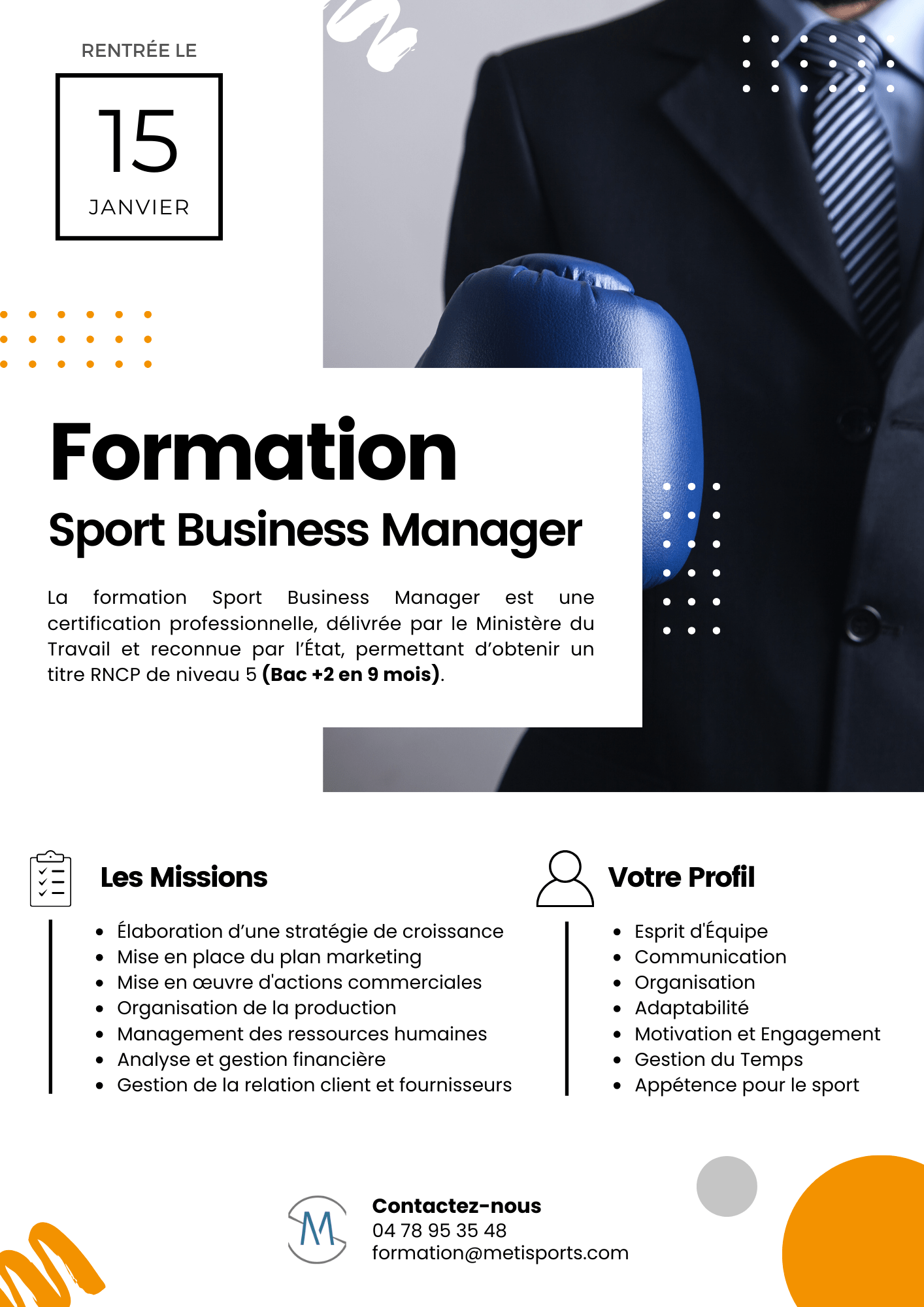 flyer description formation sport business manager