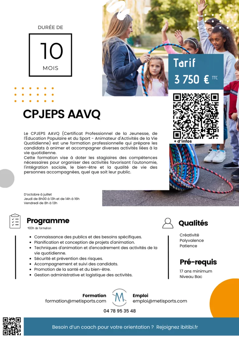 Fiche formation CPJEPS AAVQ