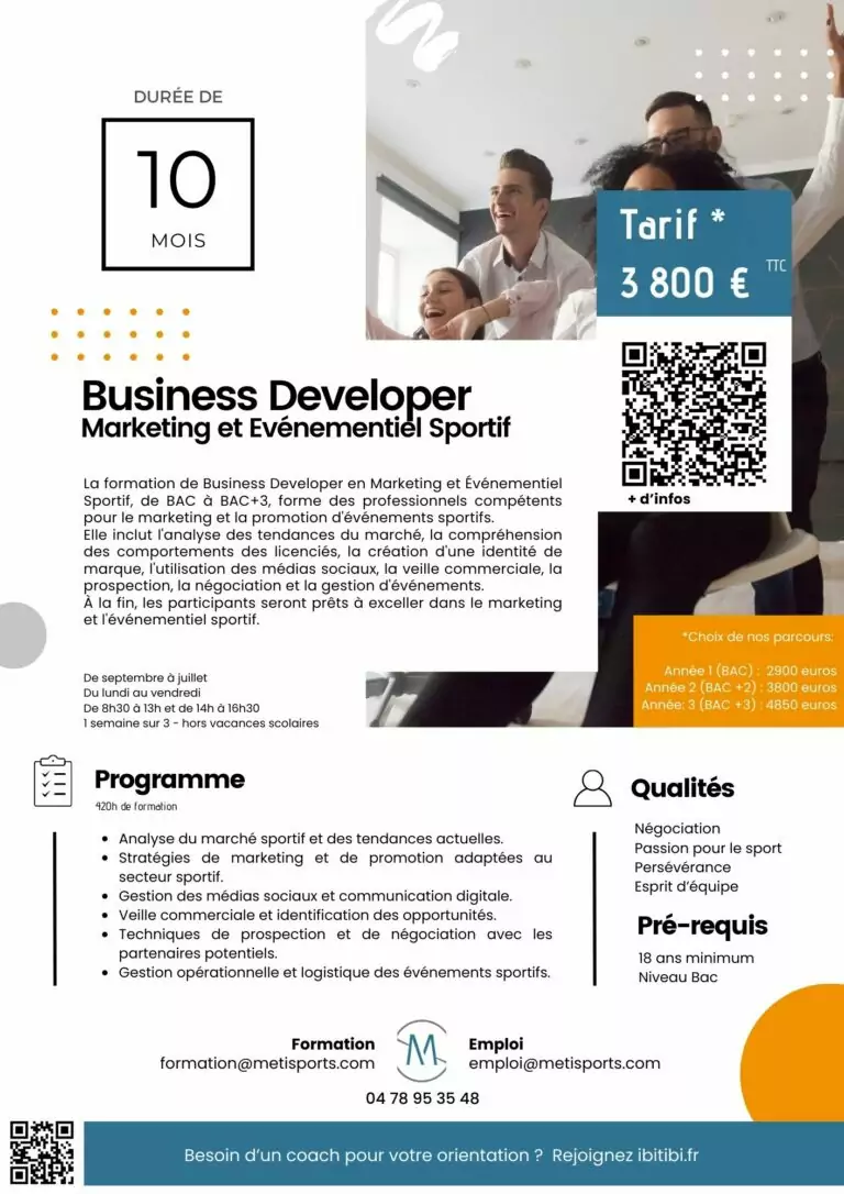 Fiche Formation Business Developer en marketing et evenementiel sportif