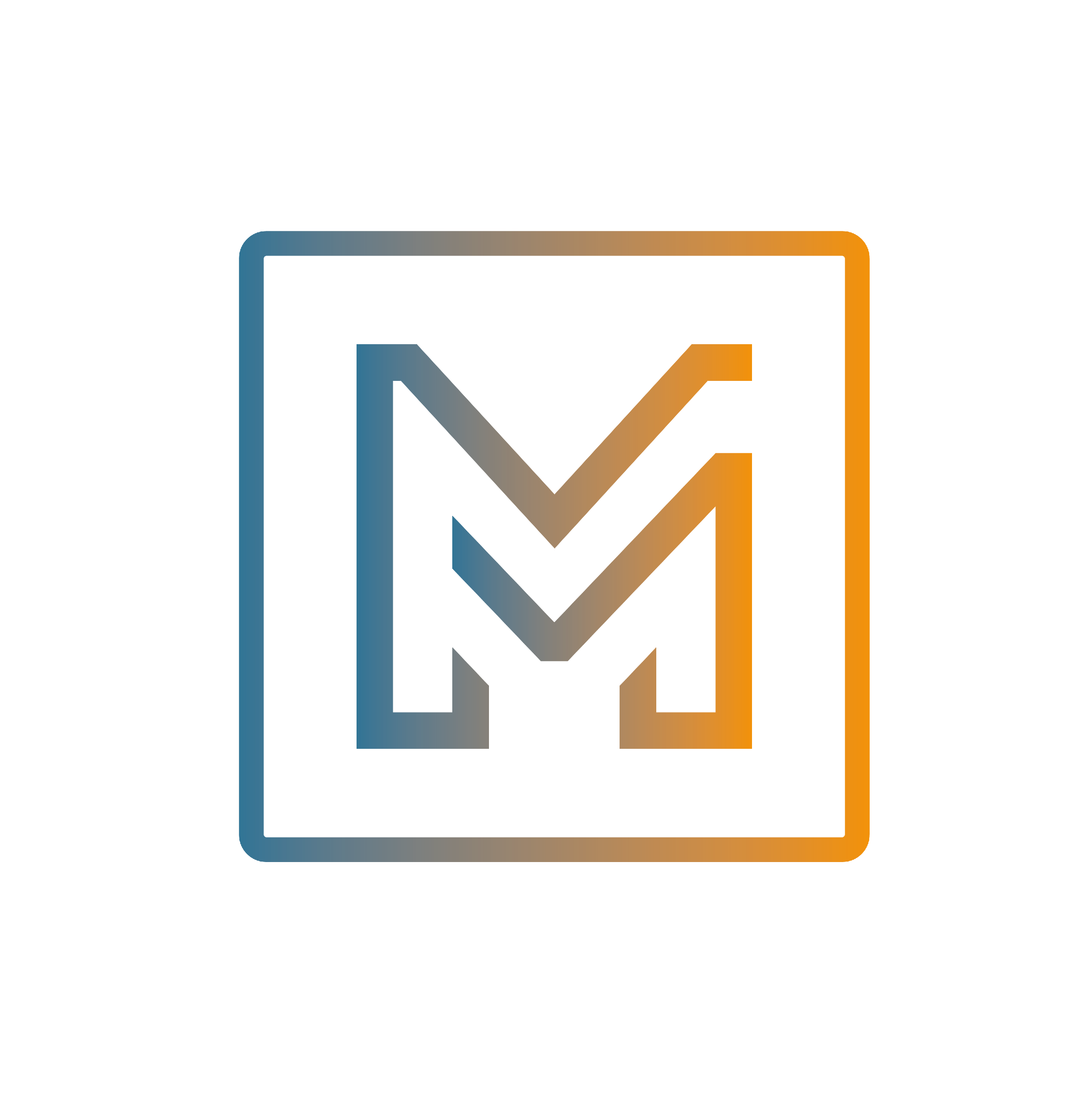 Logo de Metisports, lettre M dans un dégradé du bleu au orange le tout dans un carré au coin arrondi