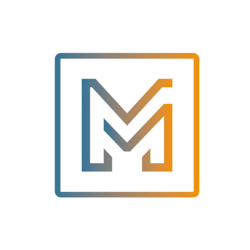 Logo de Metisports, lettre M dans un dégradé du bleu au orange le tout dans un carré au coin arrondi
