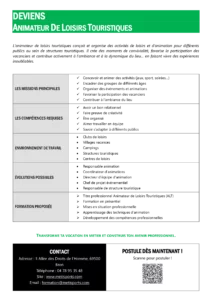 Fiche métier animateur loisirs touristique